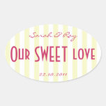 Yellow and white Candy stripe love sticker