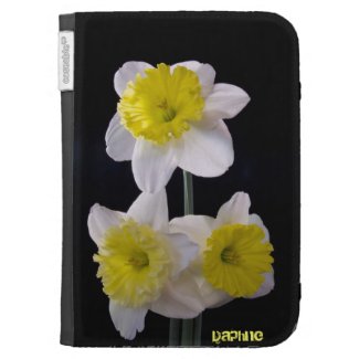 Yellow and White Daffodils on Black Case For The Kindle