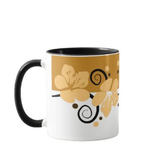 Yellow And White Floral Coffee Mugs mug