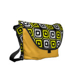 Yellow and White Geometric Squares Messenger Bag
