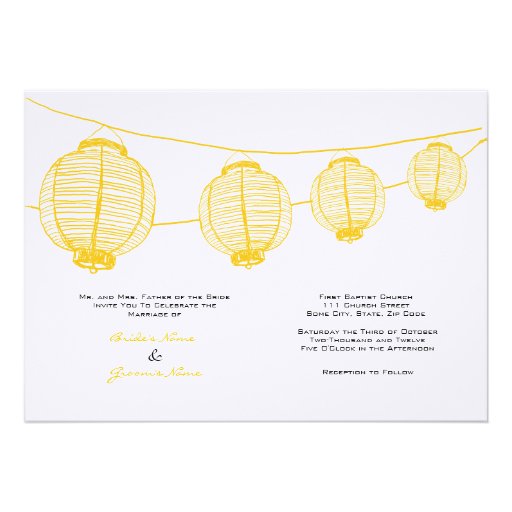 Yellow and White Lanterns Wedding Invitation