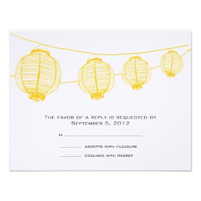Yellow and White Lanterns Wedding RSVP Custom Announcements