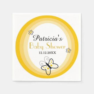 Yellow And White Modern Butterfly Baby Shower