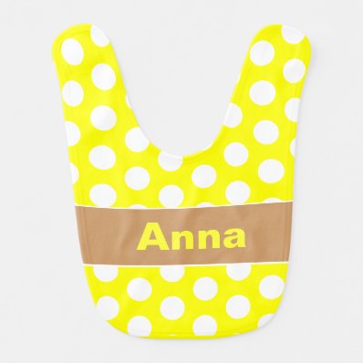 Yellow and White Polka Dot Bibs