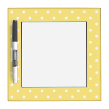 Yellow and White Polka Dots Pattern. Dry Erase Whiteboards