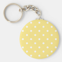 Yellow and White Polka Dots Pattern. Keychain