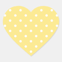 Yellow and White Polka Dots Pattern. Heart Stickers