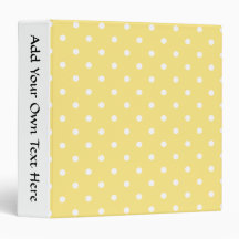 Yellow and White Polka Dots Pattern. Vinyl Binder