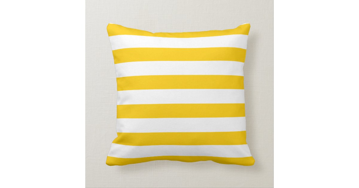 Yellow and White Stripe Pattern Pillow Zazzle