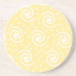 Yellow and White Swirls and Dots. Drink Coasters