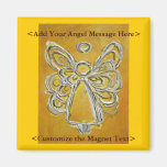 Yellow Angel Art Magnet with Customized Message