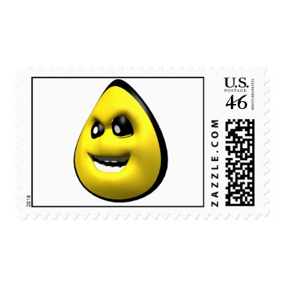 Yellow angry corn smiley face postage by SmileyFaceStore