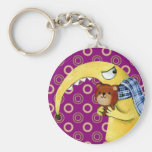 Yellow Angry Monster with Teddy Bear Key Chain