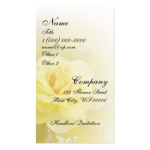Yellow Antique Rose Blend Business Card Template (back side)