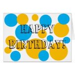 Yellow & Aqua Dots - Happy Birthday! Cards