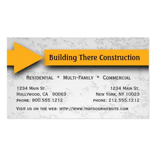 Yellow Arrow Construction Business Card (front side)