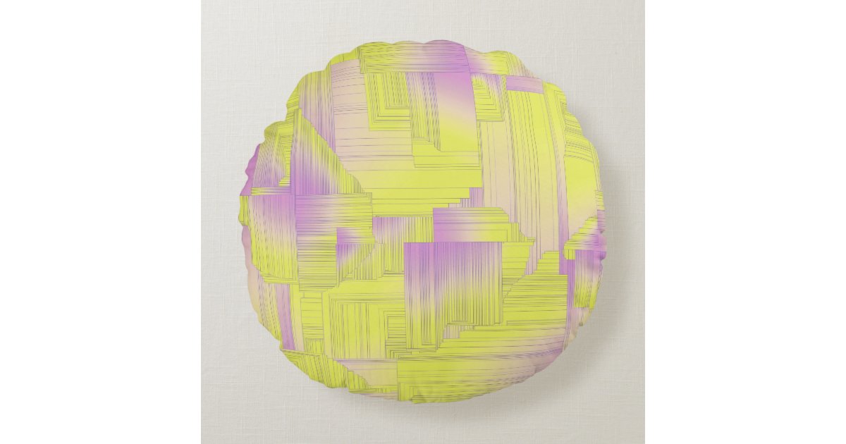 Yellow Art Deco Round Pillow Zazzle