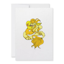 Yellow asian dragon personalized invites