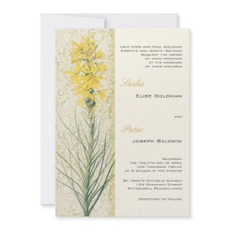 Yellow Asphodel Floral Wedding Invitation 2