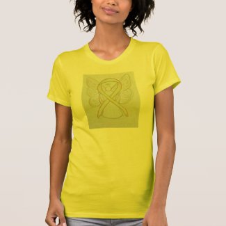 Yellow Awareness Ribbon Angel Custom Art T-Shirt