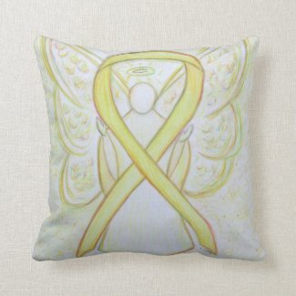 Yellow Awareness Ribbon Angel Custom Gift Pillows