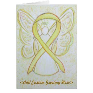 Yellow Awareness Ribbon Angel Custom Greeting Card