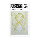 Yellow Awareness Ribbon Angel Custom Postage Stamp