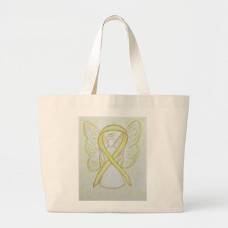 Yellow Awareness Ribbon Angel Custom Tote Bag