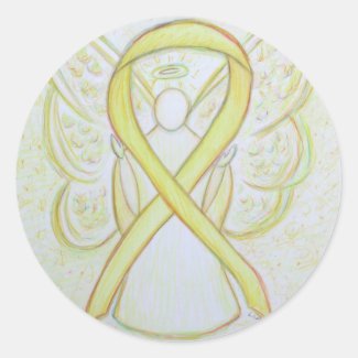 Yellow Awareness Ribbon Angel Decal Stickers