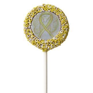 Yellow Awareness Ribbon Angel Oreo Cookie Pops Chocolate Dipped Oreo