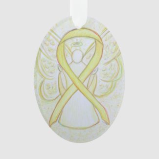 Yellow Awareness Ribbon Angel Ornament Pendant