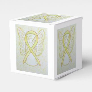 Yellow Awareness Ribbon Angel Party Favor Box