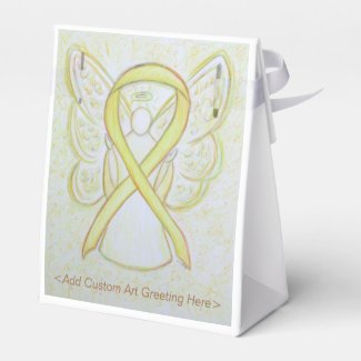 Yellow Awareness Ribbon Angel Party Favor Boxes
