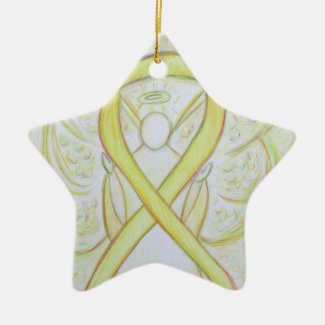 Yellow Awareness Ribbon Angel Pendant Ornament