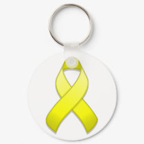 Yellow Awareness Ribbon Keychain