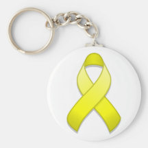 Yellow Awareness Ribbon Keychain