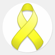Yellow Awareness Ribbon Round Sticker