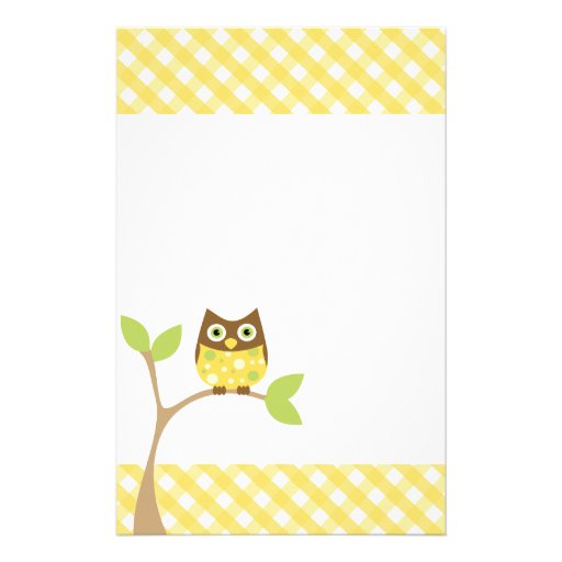Yellow Baby Owl Customized Stationery