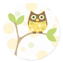 Yellow Baby Owl Round Sticker