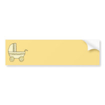 Yellow Baby Pram. Bumper Sticker