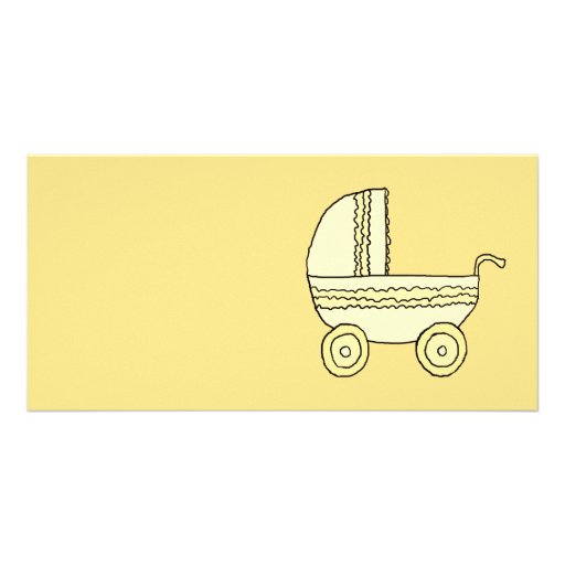 Yellow Baby Pram. Custom Photo Card