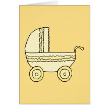 Yellow Baby Pram. Greeting Card