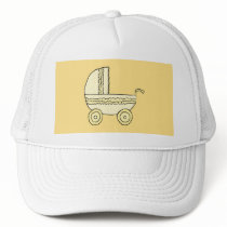 Yellow Baby Pram. Trucker Hats