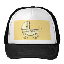 Yellow Baby Pram. Hat