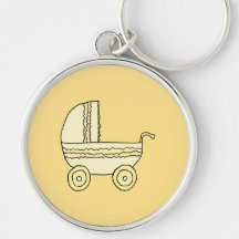 Yellow Baby Pram. Keychains
