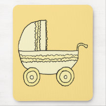 Yellow Baby Pram. Mousepad