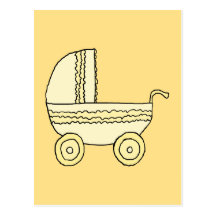 Yellow Baby Pram. Postcard