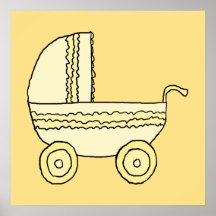 Yellow Baby Pram. Print