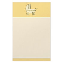 Yellow Baby Pram. Stationery Paper