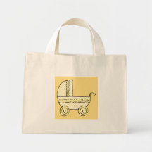 Yellow Baby Pram. Tote Bags